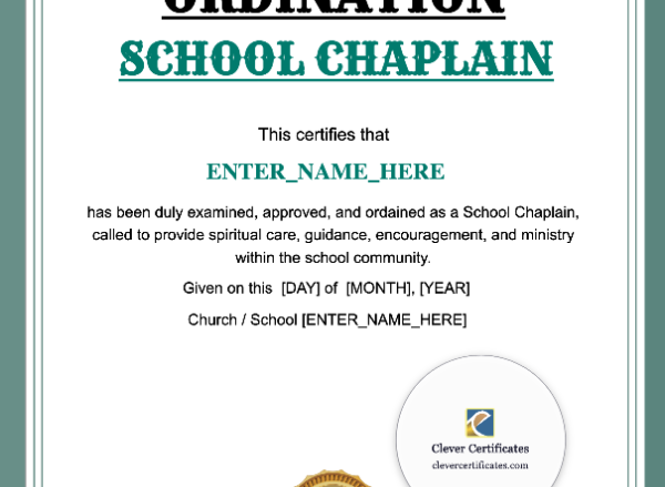 School Chaplain Certificate