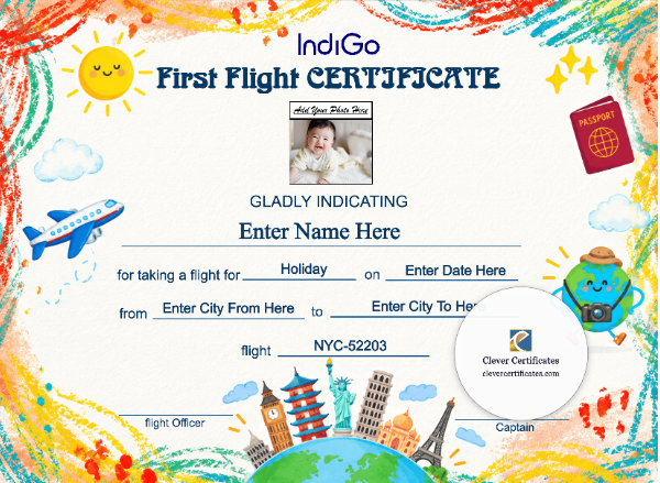 IndiGo First Flight Certificate