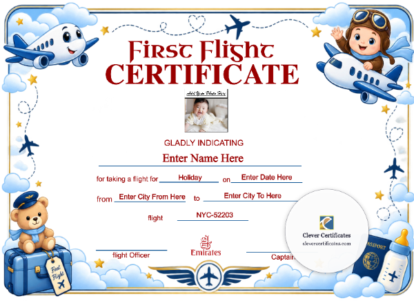 Emirates First Flight Certificate