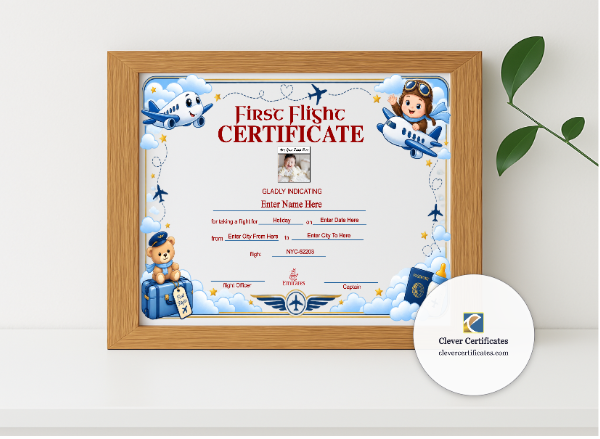 Realistic mockup featuring Emirates First Flight Templates Landscape displayed within a modern frame, set against a minimalistic background.
