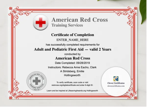CPR Certificate Landscape presented in a sleek wooden frame, elegantly arranged on a stylish table.