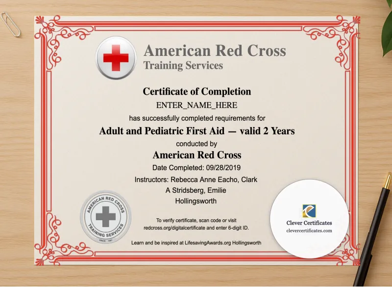 Professional preview of CPR Certificate Landscape certificate on high-quality stationery paper, ideal for showcasing the final look.