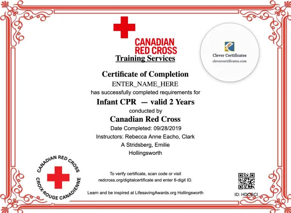 Infant CPR Certificate Landscape