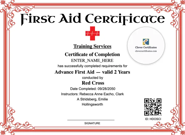 Advanced First Aid Certificate Landscape