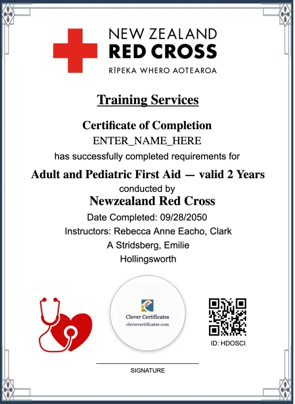 Workplace First Aid Certificate Portrait