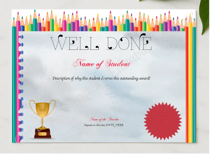 Well Done Award presented in a sleek wooden frame, elegantly arranged on a stylish table.