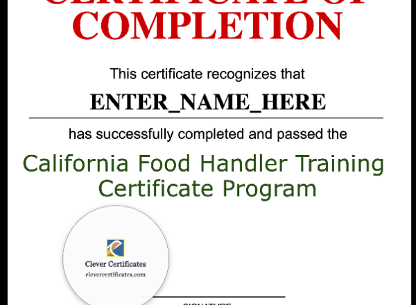 Food Handler Certificate Portrait