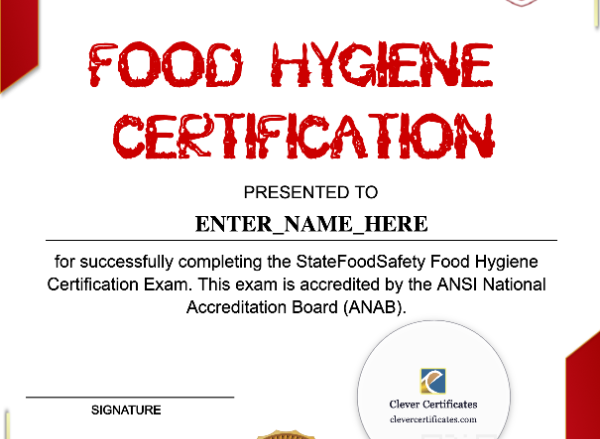 Food Hygiene Certificate Portrait — Certificate Template Preview