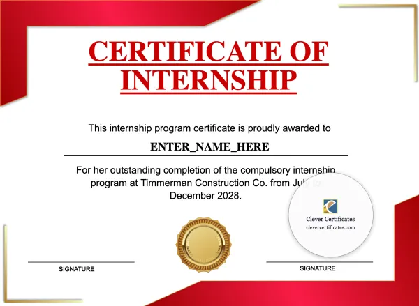 Internship Completion Certificate