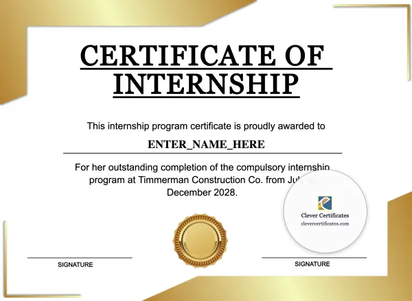 Internship Certificate Of Completion