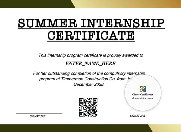 Summer Internship Certificate