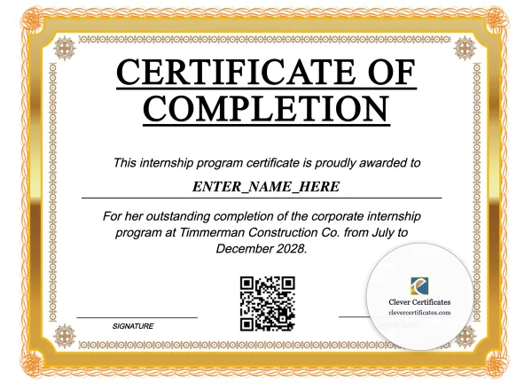 Corporate Internship Completion Certificate