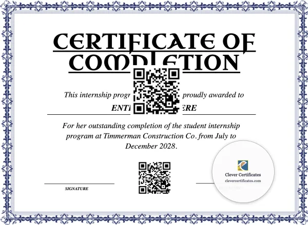 Student Internship Completion Certificate