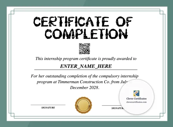 Internship Training Certificate