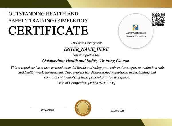 Health And Safety Training Certificate