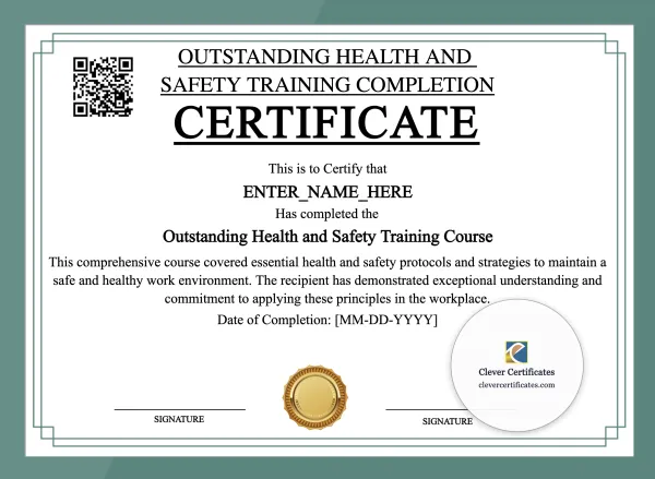 Health And Safety Completion Certificate