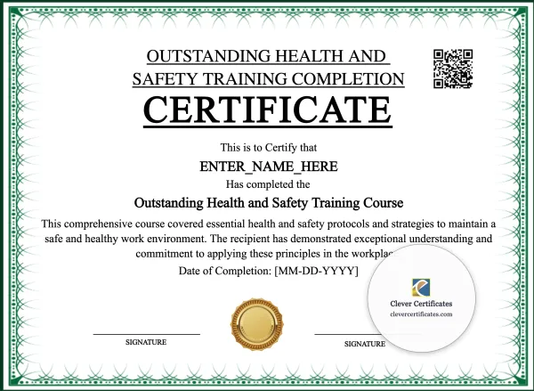 Workplace Health And Safety Certificate