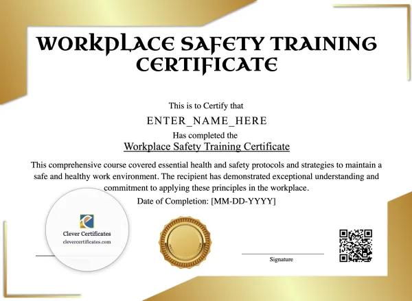 Workplace Safety Training Certificate