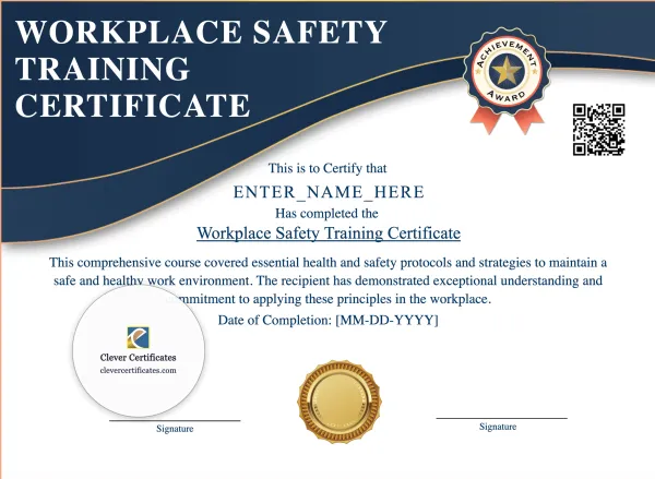 Health And Safety Award Certificate