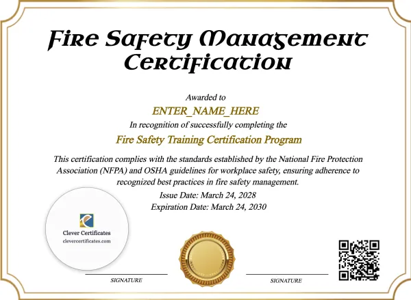 Fire Safety Training Certificate
