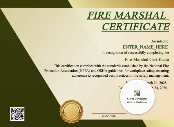 Fire Marshal Certificate