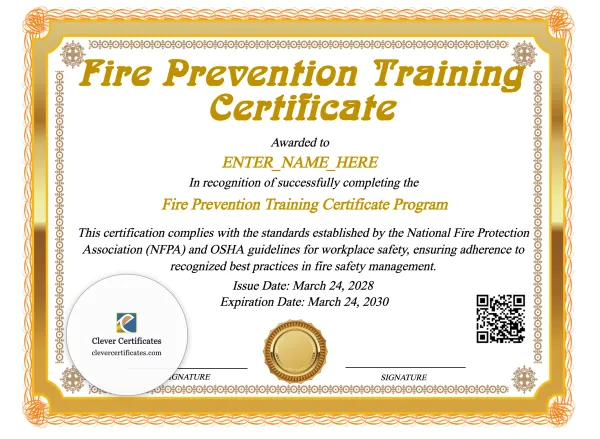 Fire Prevention Training Certificate