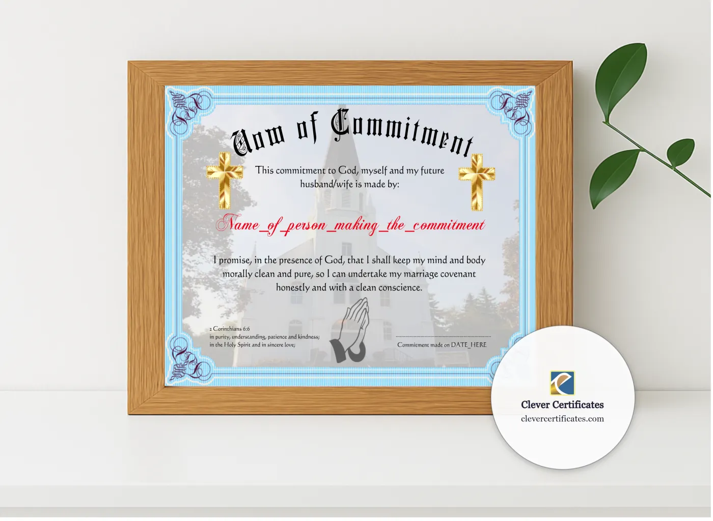 Realistic mockup featuring Vow Of Commitment displayed within a modern frame, set against a minimalistic background.