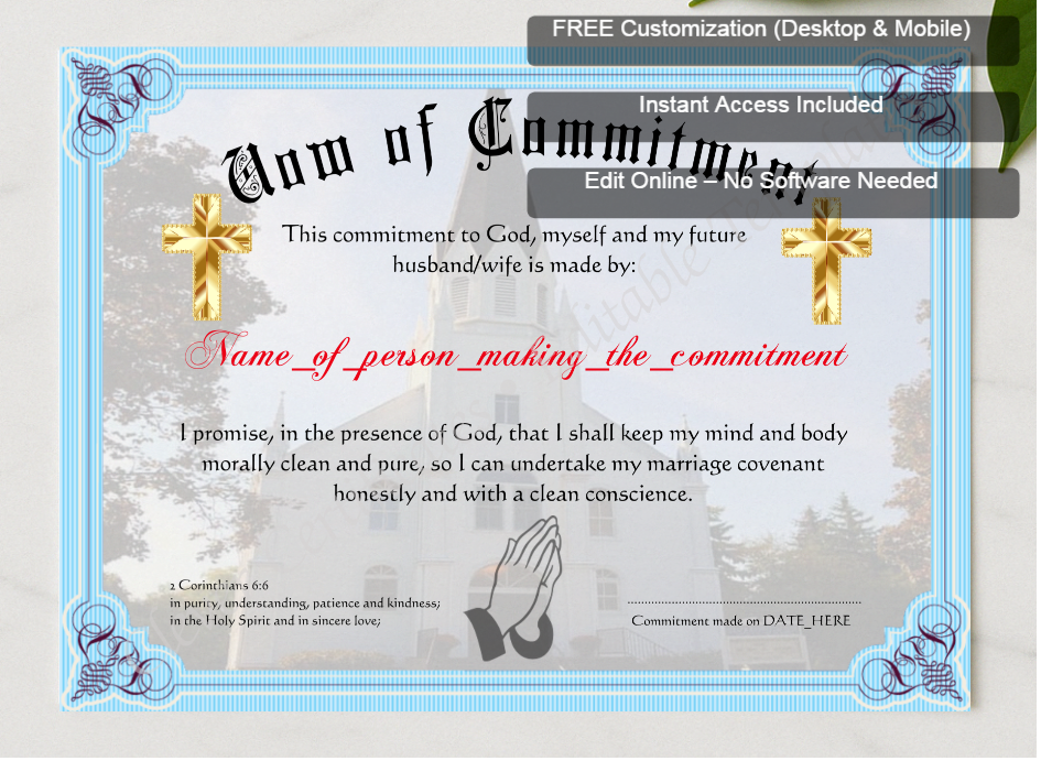 Framed preview featuring Free Editor badge stack for Vow Of Commitment