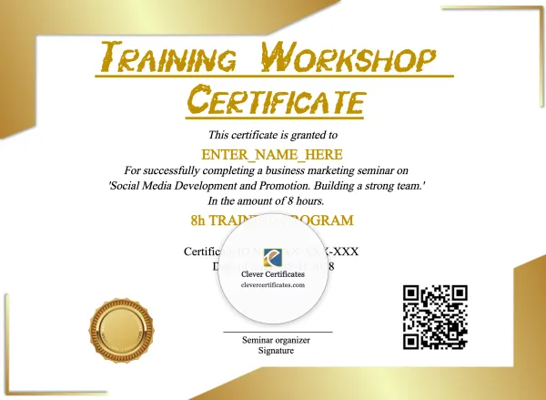 Training Workshop Certificate