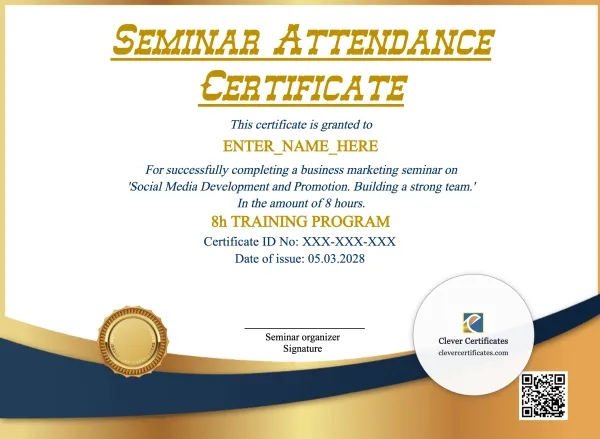 Seminar Attendance Certificate