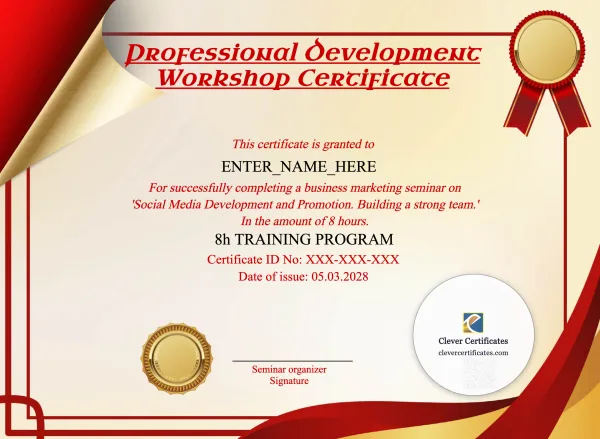 Professional Development Workshop Certificate