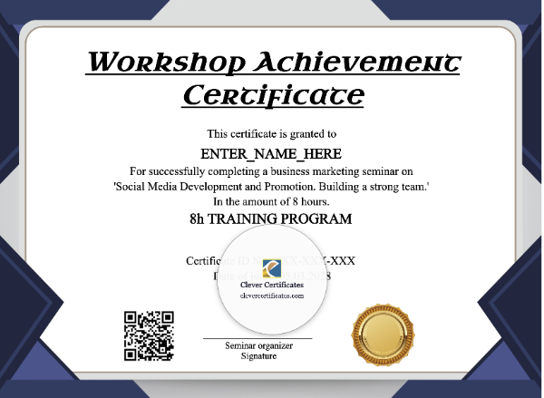 Workshop Achievement Certificate