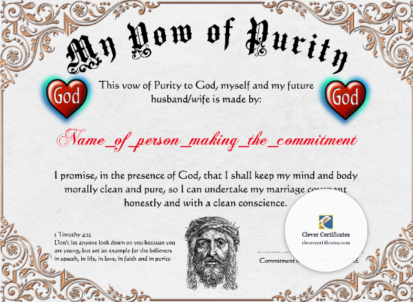Vow Of Purity Certificate