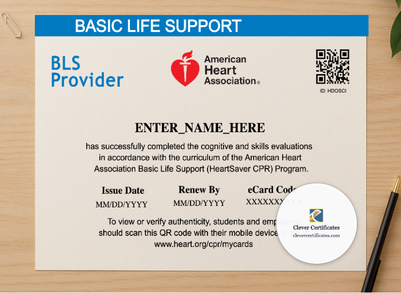 Professional preview of CPR Certification Keepsake Certificate Landscape certificate on high-quality stationery paper, ideal for showcasing the final look.