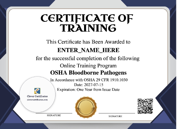 Bloodborne Pathogens Training Certificate