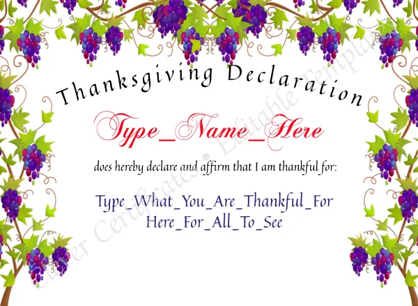 Thanksgiving Declaration