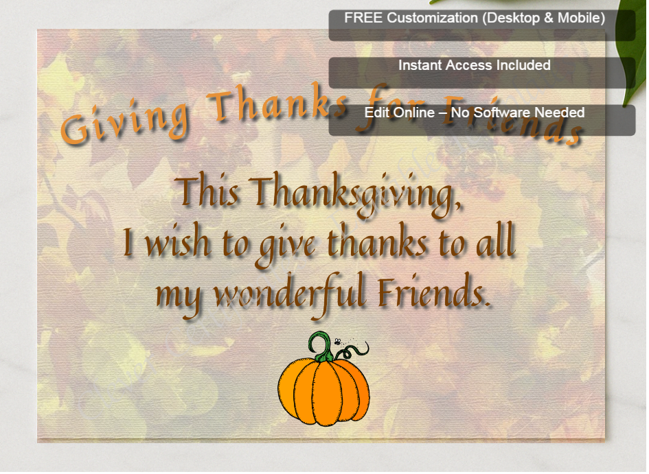 Framed preview featuring Free Editor badge stack for Giving Thanks For Friends