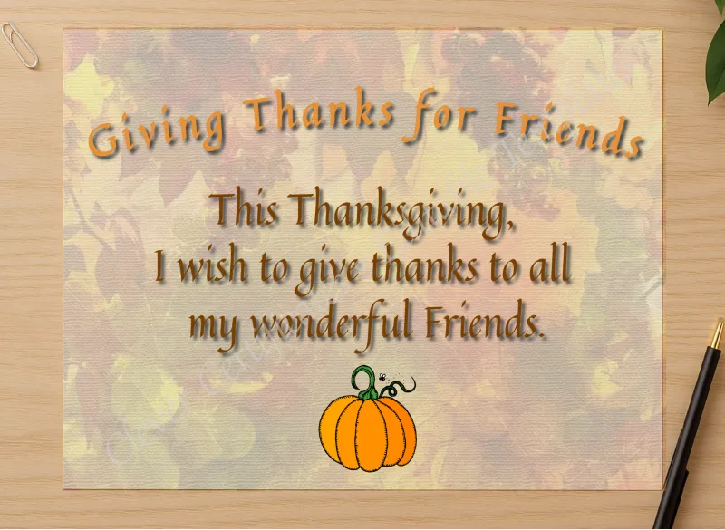 Professional preview of Giving Thanks For Friends certificate on high-quality stationery paper, ideal for showcasing the final look.