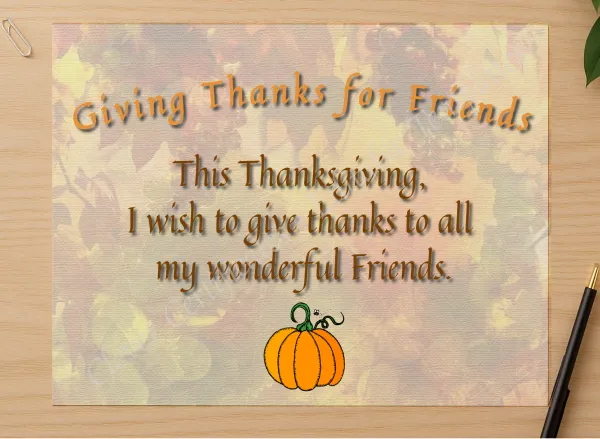 Professional preview of Giving Thanks For Friends certificate on high-quality stationery paper, ideal for showcasing the final look.