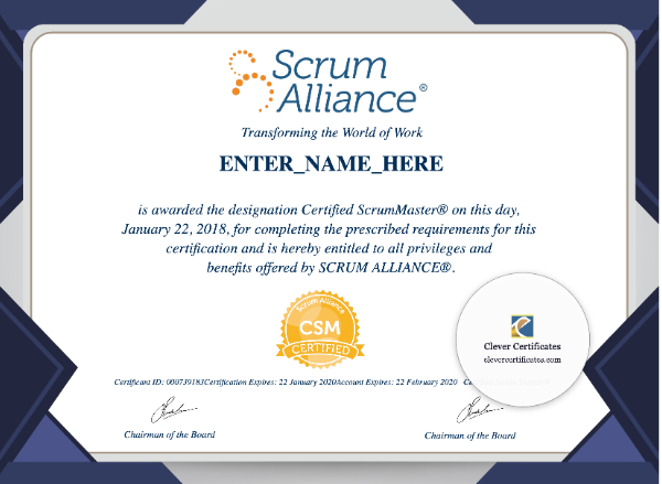 Certified ScrumMaster Certificate