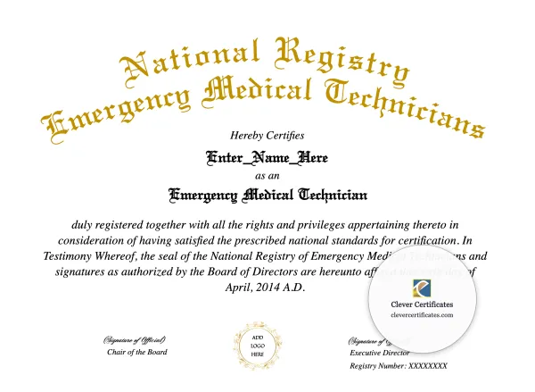Free Emergency Medical Technician Certificate