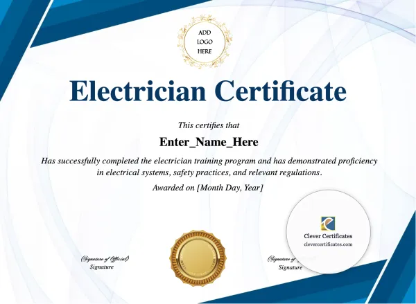 Free Electrician Certificate