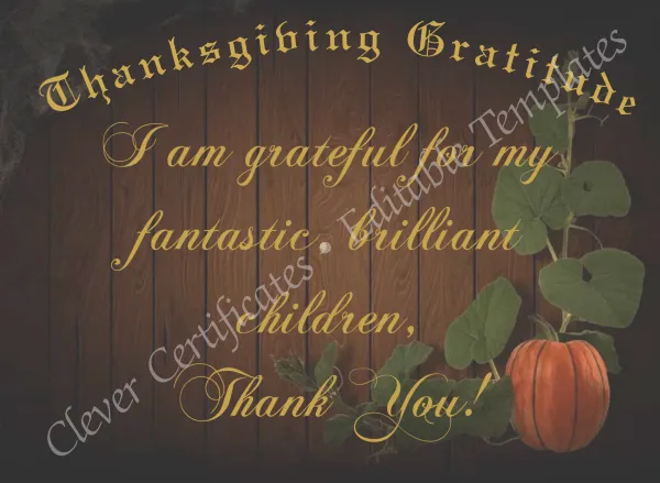 Thanksgiving Gratitude Certificate