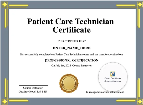 Free Patient Care Technician Certificate