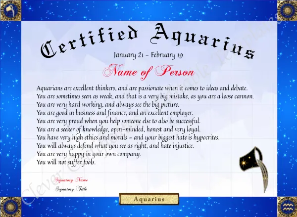 Certified Aquarius Award