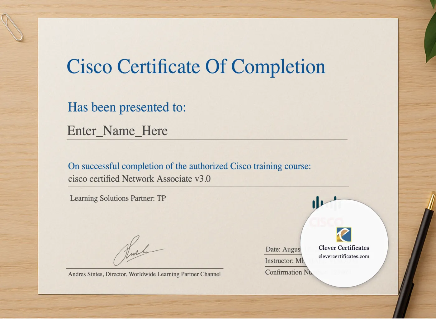 Professional preview of Network Associate Practical Competency Award certificate on high-quality stationery paper, ideal for showcasing the final look.