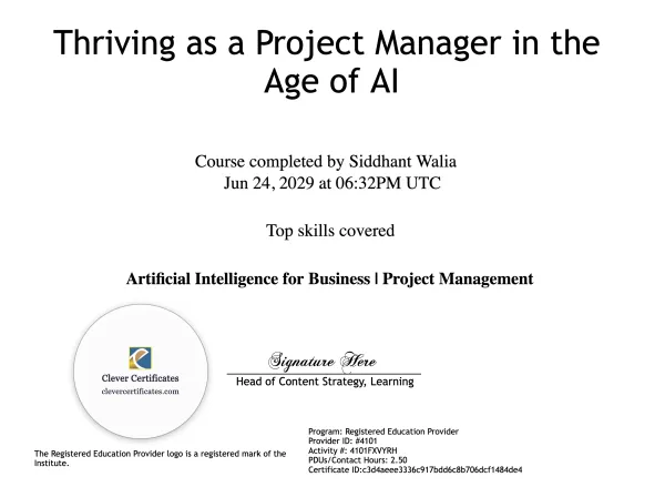 Free Enterprise Project Management Masterclass Completion