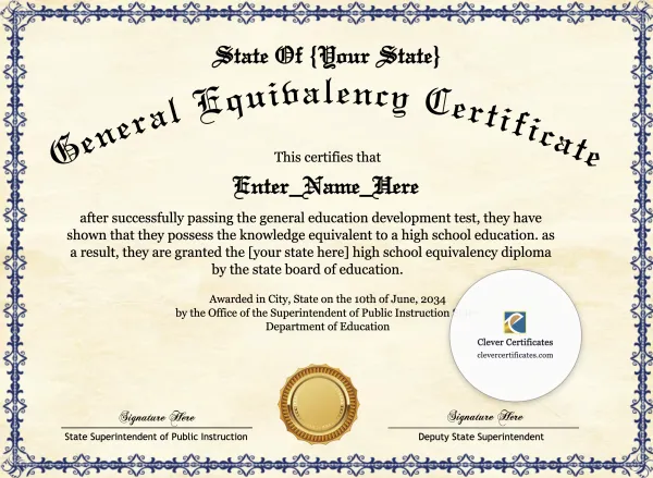 Free GED Completion Certificate