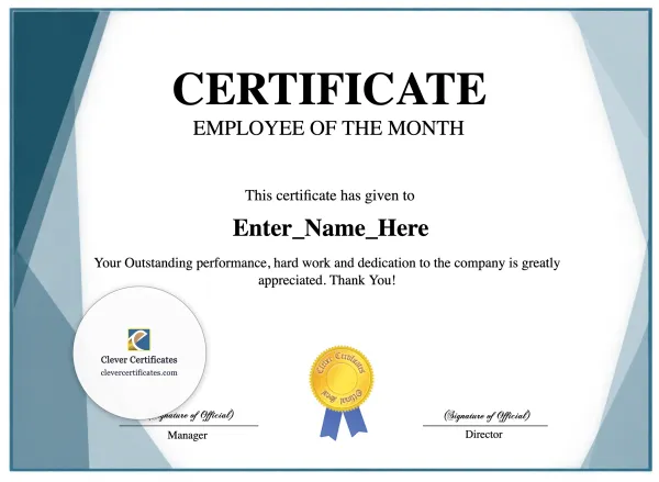 Free Employee Of The Month Certificate