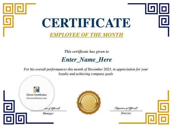 Free Staff Of The Month Certificate